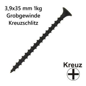3,9x35 mm 1kg Pack Grobgewinde Kreuzschlitz