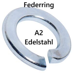 Federringe M10 B-Form aus rostfreiem A2 Edelstahl