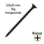 3,9x25 mm 1kg Pack Feingewinde