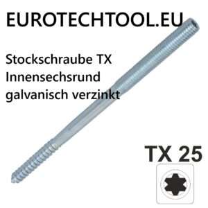Stockschraube 8,0x80mm TX Innensechsrund galvanisch verzinkt 3 Stück