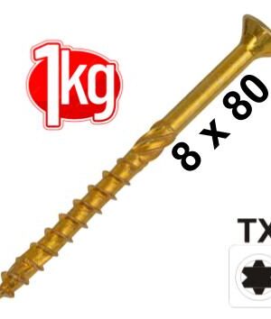 1Kg Konstruktionsschraube 8x80mm TX Senkkopf Teilgewinde galv. verzinkt