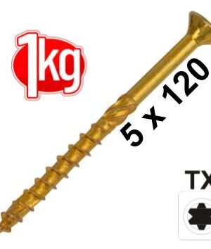 1 kg 5,0 x 120 mm Spanplattenschraube Pack Senkkopf Teilgewinde IVZ T-Profil TX