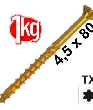 1kg Spanplattenschraube 4,5 x 80 mm Pack Senkkopf Teilgewinde IVZ T-Profil TX