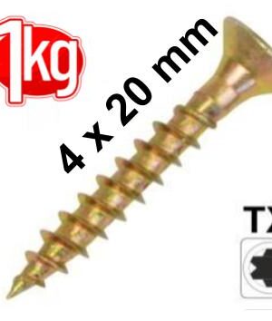 1Kg 4,0 x 20 Spanplattenschraube Senkkopf Vollgewinde IVZ T-Profil TX