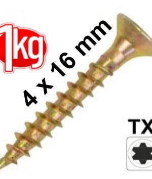 1Kg 4,0 x 16 Spanplattenschraube  Senkkopf Vollgewinde IVZ T-Profil TX