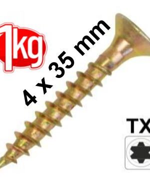 1Kg 4,0 x 35 Spanplattenschraube Senkkopf Vollgewinde IVZ T-Profil TX