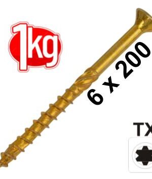 1 kg Spanplattenschraube 6,0 x 200 Senkkopf Teilgewinde IVZ T-Profil TX