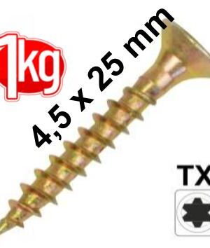 1Kg 4,5 x 25 Spanplattenschraube Senkkopf Vollgewinde IVZ T-Profil TX