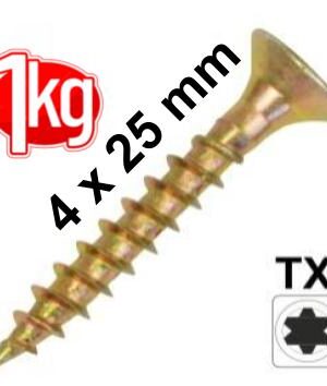 1Kg 4,0 x 25 Spanplattenschraube Senkkopf Vollgewinde IVZ T-Profil TX