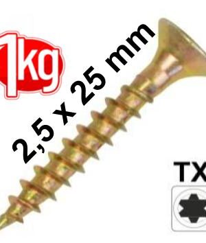 1Kg 3,5 x 25 Spanplattenschraube Senkkopf Vollgewinde IVZ T-Profil TX