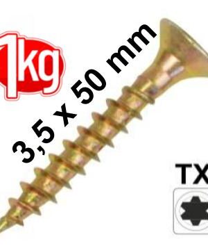 1Kg 3,5 x 50 Spanplattenschraube Senkkopf Vollgewinde IVZ T-Profil TX