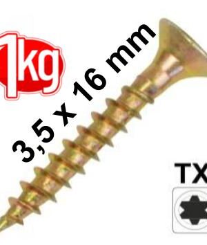 1Kg Spanplattenschraube 3,5 x 16 mm 1 kg Pack Senkkopf Vollgewinde IVZ T-Profil TX